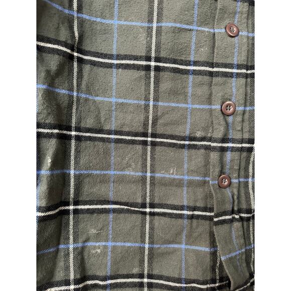 Men’s Wrangler Green Blue Plaid Long Sleeve Button Down Flannel Size Large - Picture 6 of 7